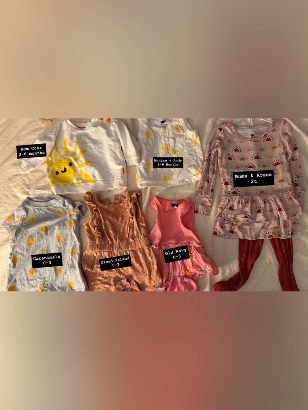 Sunshine Baby Mix: Yellow Sun Graphic & Soft Pink Rompers